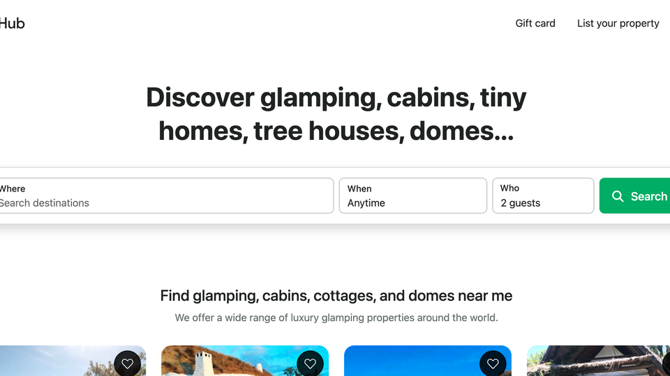 GlampingHub global marketplace screenshot