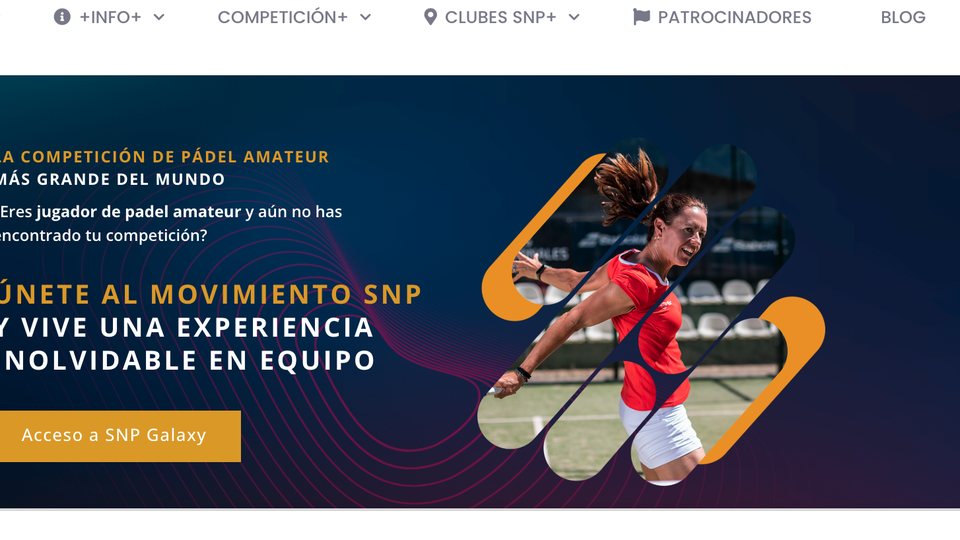 Series Nacionales de Padel platform screenshot